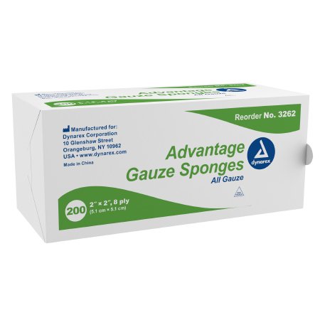 Dynarex Gauze Sponge Advantage Gauze 8-Ply 2 X 2 Inch Square NonSterile