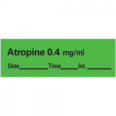 Precision Dynamics Drug Label Anesthesia Label Tape Atropine0.4 mg/mL Date_Time_Int Green 1/2 X 1-1/2 Inch - M-763828-4369 - Roll of 1