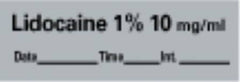 Precision Dynamics Drug Label PDC® Anesthesia Label Lidocaine 1% 10mg/mL Date_Time_Int._ Gray 1/2 X 1-1/2 Inch - M-763830-3710 - Roll of 1