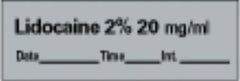 Precision Dynamics Drug Label PDC® Anesthesia Label Lidocaine 2% 20mg/mL Date_Time_Int._ Gray 1/2 X 1-1/2 Inch - M-763831-4780 - Roll of 1