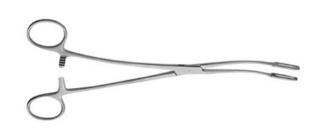 V. Mueller Uterine Forceps V. Mueller® Fletcher-Van Doren 9-1/2 Inch Length Surgical Grade Stainless Steel NonSterile Ratchet Lock Finger Ring Handle Double Curved Narrow Serrated Fenestrated Oval Jaws - M-764833-1344 - Each