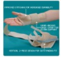 Patterson Medical Supply Wrist Brace with Wrist Strap Rolyan® AlignRite™ Contoured Cotton / Rubber Left Hand Beige Small