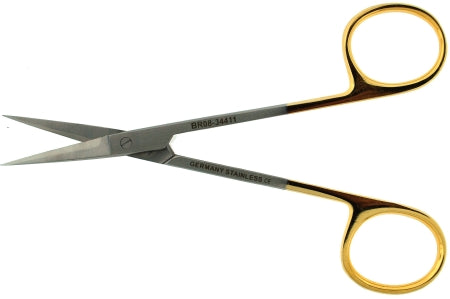 BR Surgical Iris Scissors BR Surgical 4-1/2 Inch Length Surgical Grade Stainless Steel / Tungsten Carbide NonSterile Finger Ring Handle Curved Sharp Tip / Sharp Tip - M-765762-1425 - Each