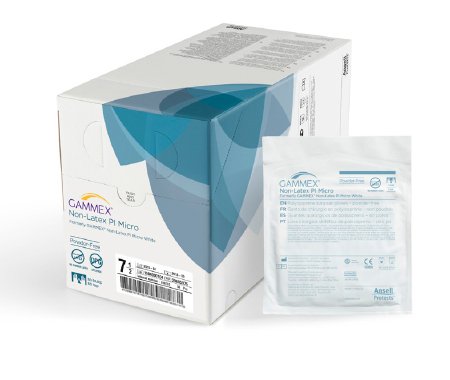 Ansell Surgical Glove GAMMEX® Non-Latex PI Micro Size 6.5 Sterile Pair Polyisoprene Extended Cuff Length Smooth White Not Chemo Approved - M-765784-1619 - Case of 200