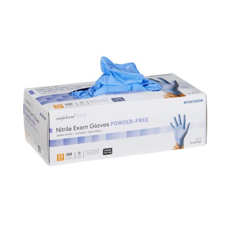 Exam Glove McKesson Confiderm® 3.5C X-Small NonSterile Nitrile Standard Cuff Length Textured Fingertips Blue Chemo Tested - M-765873-1639 - Box of 200