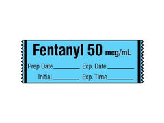 Shamrock Scientific Drug Label Shamrock Anesthesia Label FENTANYL 50 mcg / mL / Prep Date _____ Exp. Date _____ / Initial _____ Exp. Time _____ Blue 1/2 X 1 Inch - M-766219-1006 - Roll of 1