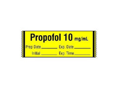 Shamrock Scientific Drug Label Shamrock Anesthesia Label Propofol 10mg/mL Prep Date_Exp_Int_Exp_ Yellow 1/2 X 1 Inch - M-766225-3265 - Roll of 1