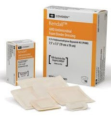 Cardinal Antimicrobial Foam Dressing Kendall™ AMD 3-1/2 X 3-1/2 Inch Square Adhesive with Border Sterile