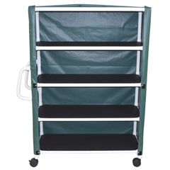 MJM International Linen Cart with Cover 4 Shelves 175 lbs. per Shelf Weight Capacity PVC 4 Inch Twin Casters - M-766810-1884 - Each