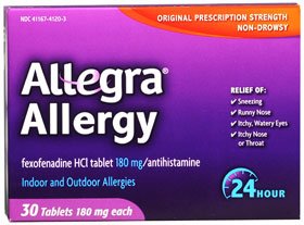 Chattem Inc Allergy Relief Allegra® 180 mg Strength Tablet 30 per Box