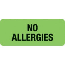 First Healthcare Products Pre-Printed Label Allergy Alert Green Paper NO ALLERGIES Black Alert Label 15/16 X 2-1/4 Inch - M-767191-3311 - Roll of 500