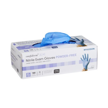 Exam Glove McKesson Confiderm® 3.5C X-Large NonSterile Nitrile Standard Cuff Length Textured Fingertips Blue Chemo Tested - M-767197-1549 - Case of 1800