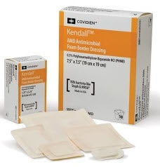 Cardinal Antimicrobial Foam Dressing Kendall™ AMD 5-1/2 X 5-1/2 Inch Square Adhesive with Border Sterile