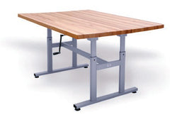 Hausmann Industries Deluxe Crank Butcher Block Work Table 60 L X 28 W X 27 to 39 H Inch Steel Frame 1-3/4 Inch Top Dimensions Butcher Block Top - M-768082-1038 - Each