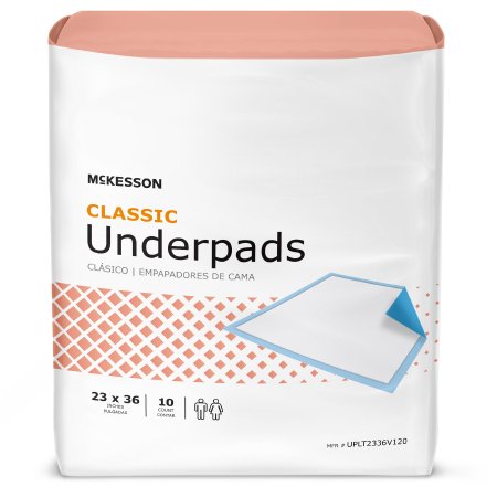 Underpad McKesson Classic 23 X 36 Inch Disposable Fluff / Polymer Light Absorbency - M-768332-1693 - Bag of 10