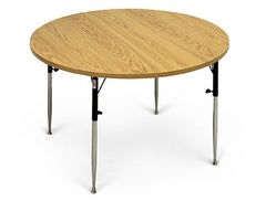 Hausmann Industries Table 26 to 34 X 48 Inch Natural Oak High Pressure Laminate 1-1/8 Inch Top Dimensions 150 lbs. Weight Capacity