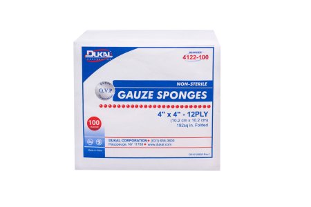 Dukal Gauze Sponge Dukal™ Cotton 12-Ply 4 X 4 Inch Square NonSterile