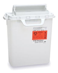 Becton Dickinson Sharps Container Recykleen™ 16-1/2 H X 10-7/10 W X 6 D Inch 3 Gallon Red Base / White Lid Horizontal Entry Counter Balanced Door Lid