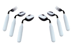 Fabrication Enterprises Soup Spoon Comfort Grip Right Handed / Curved White Vinyl Coated