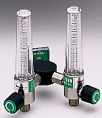 Allied Healthcare Timeter® Sure Grip Oxygen Flowmeter Dual with Y Bar 0 - 15 LPM DISS Outlet Ohmeda Adapter