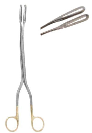 Medgyn Products Obstetrical Forceps MedGyn Sopher 11 Inch Length Surgical Grade Stainless Steel NonSterile NonLocking Finger Ring Handle Slightly Curved Serrated Fenestrated Oval Jaws - M-770931-4413 - Each