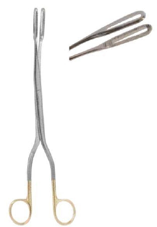 Medgyn Products Obstetrical Forceps MedGyn Sopher 11 Inch Length Surgical Grade Stainless Steel NonSterile NonLocking Finger Ring Handle Slightly Curved Serrated Fenestrated Oval Jaws - M-770932-3338 - Each