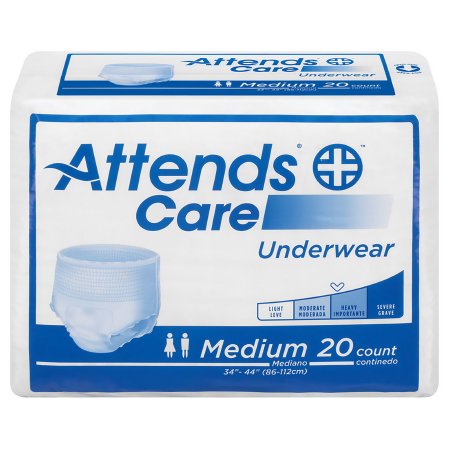 Attends Healthcare Products Unisex Adult Absorbent Underwear Attends® Care Pull On with Tear Away Seams Regular Disposable Moderate Absorbency - M-771656-3442 - Bag of 20