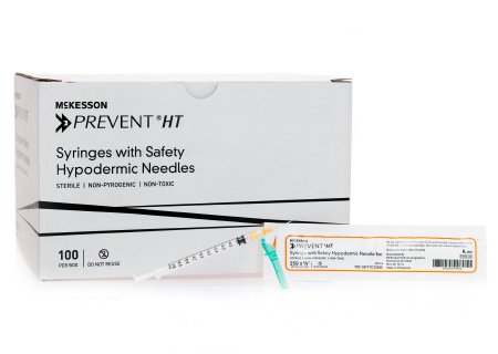 Tuberculin Syringe with Needle McKesson Prevent® HT 1 mL 25 Gauge 5/8 Inch Detachable Needle Hinged Safety Needle - M-772139-1489 - Case of 400