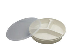 Fabrication Enterprises Partitioned Scoop Dish FabLife™ Sandstone Reusable Plastic 8 Inch Diameter