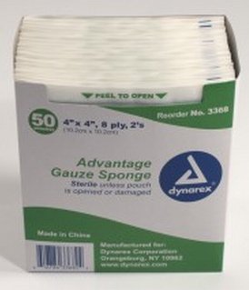 Dynarex Gauze Sponge Advantage Gauze 8-Ply 4 X 4 Inch Square Sterile