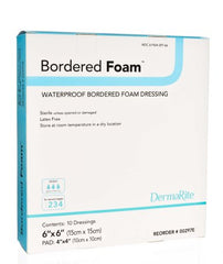 DermaRite Industries Foam Dressing BorderedFoam® 6 X 6 Inch Square Adhesive with Border Sterile