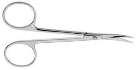 V. Mueller Iris Scissors V. Mueller® Knapp 4 Inch Length Surgical Grade Stainless Steel NonSterile Finger Ring Handle Curved Sharp Tip / Sharp Tip - M-774460-1147 - Each