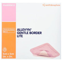 Smith & Nephew Thin Silicone Foam Dressing Allevyn Gentle Border Lite 2 X 2 Inch Square Silicone Gel Adhesive with Border Sterile