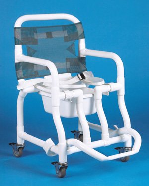 Duralife Commode / Shower Chair Duralife Fixed Arm PVC Frame Mesh Back 21-1/2 Inch Seat Width