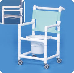 IPU Commode / Shower Chair Original Fixed Arm PVC Frame Mesh Back 21 Inch Seat Width