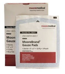 Gauze Sponge Moorebrand® Cotton 12-Ply 3 X 3 Inch Square Sterile