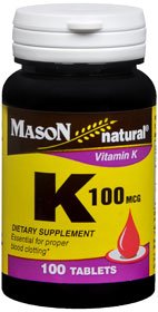 Mason Vitamins Vitamin Supplement Mason Natural® Vitamin K 100 mcg Strength Tablet 100 per Bottle