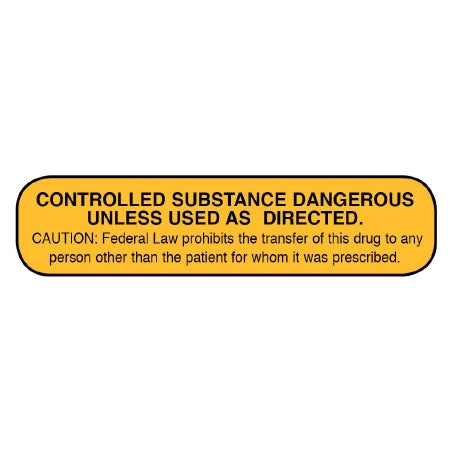 Apothecary Products Pre-Printed Label Apothecary Products® Anesthesia Label Orange Paper Controlled Substance Dangerous Unless used as Directed Black Medication Instruction 3/8 X 1-9/16 Inch - M-780990-4797 - Box of 2