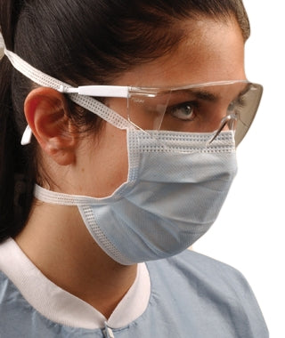 SPS Medical Supply Surgical Mask Crosstex® Pleated Tie Closure One Size Fits Most Blue NonSterile ASTM Level 2