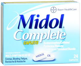 Bayer Cramp Relief Midol® Complete 500 mg - 60 mg - 15 mg Strength Acetaminophen / Caffeine / Pyrilamine Maleate Caplet 24 per Box