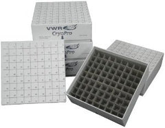 VWR International Cryo Storage Box VWR® CryoPro® Fiberboard Box With Lid, 81 Place, Numbered Grid, 2 X 5 X 5 Inch For Mechanical Freezer Storage