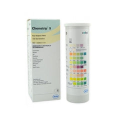 Roche Diagnostics Regent Strips Chemstrip®9 Bilirubin, Blood, Glucose, Ketone, Leukocytes, Nitrite, pH, Protein, Urobilinogen 100 per Bottle