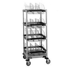 Intermetro Industries IV Transport Cart MetroMax i® Polymer 24 X 24 X 60 Inch Wire Shelves, 4 Baskets