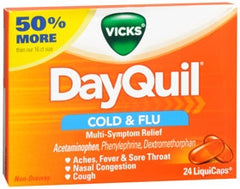Procter & Gamble Cold and Cough Relief DayQuil® 325 mg - 10 mg - 5 mg Strength Gelcap 24 per Box
