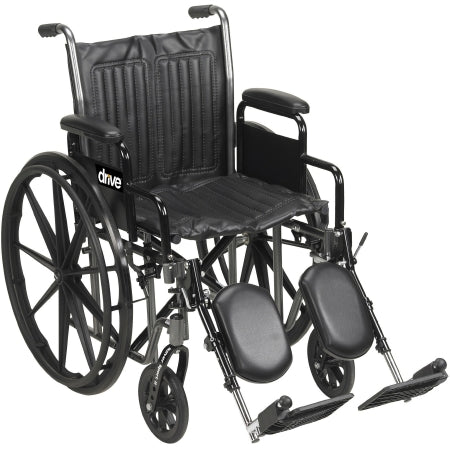 Drive Medical Wheelchair drive™ Silver Sport 2 Dual Axle Full Length Arm Removable Padded Arm Style Black Upholstery 18 Inch Seat Width 300 lbs. Weight Capacity