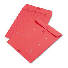 Quality Park™ Colored Paper String and Button Interoffice Envelope, #97, One-Sided Five-Column Format, 10 x 13, Red, 100/Box