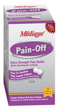 Medique Products Pain Relief Pain-Off® 250 mg - 250 mg - 65 mg Strength Acetaminophen / Aspirin / Caffeine Tablet 100 per Box