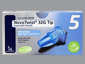 Novo Nordisk Pharmaceutical Insulin Pen Needle NovoTwist 32 Gauge 1/5 Inch Length Without Safety