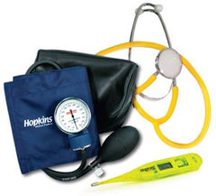 Hopkins Medical Products Aneroid Sphygmomanometer Vital Sign Kit Palm Hand Held Size Large Plastic Cuff Dual Head Stethoscope