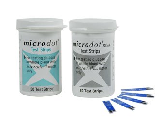 Cambridge Sensors USA Blood Glucose Test Strips Microdot® Xtra 50 Strips per Box Strip contains the enzyme glucose dehydrogenase For Microdot® Meters